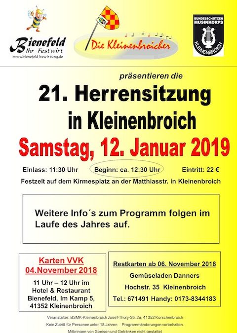 21. Herrensitzung am 12. Januar 2019 (Ausverkauft)